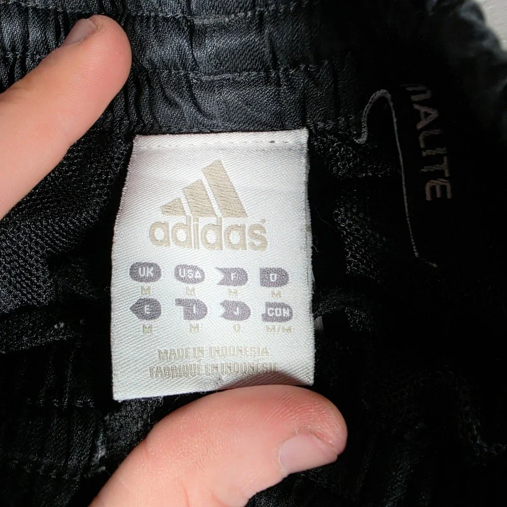 Adidas Track Pants Mens Medium Black Climalite Striped Distressed Paint Splatter